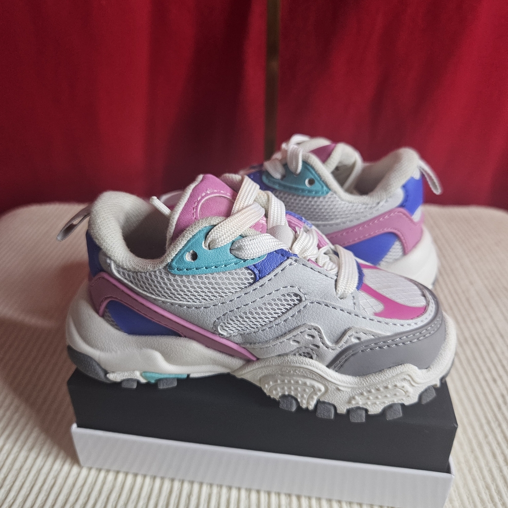 Zara Toddler/Baby Mesh Sneaker  Sneakers - Pink, Blue, and Gray Size 21/ US 5.5 - Picture 2 of 6